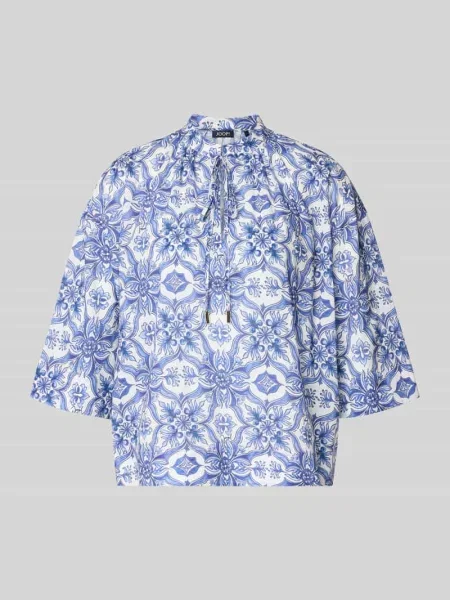 Bluzka w kroju regular fit z dekoltem typu łezka model Beyda' Joop! niebieska