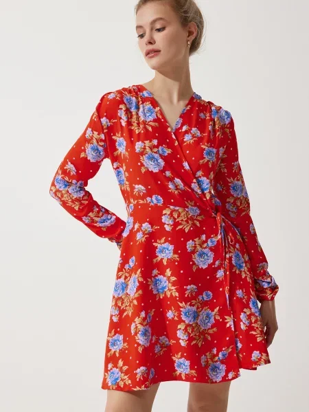 Happiness İstanbul Rochie albastru / oliv / roșu alb