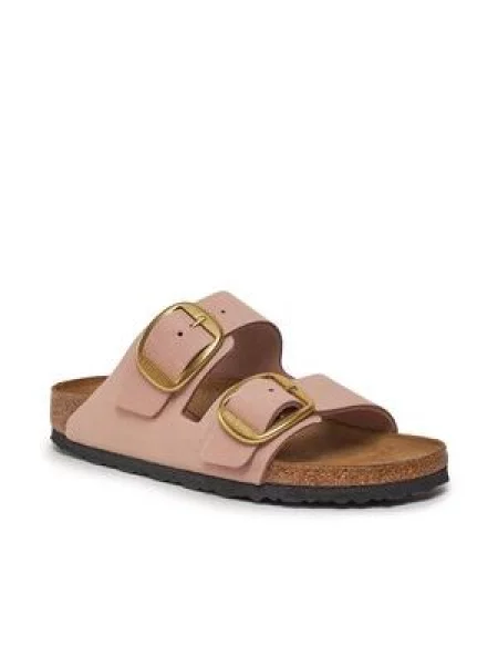Kožené pantofle Birkenstock s přezkou bez kostic růžové