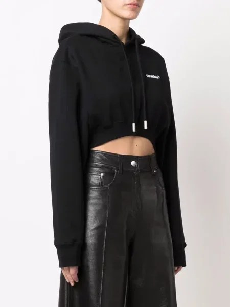 Hanorac cu glugă Off-white cu imagine alb