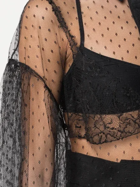 Прозрачна риза Giambattista Valli с дантела черно