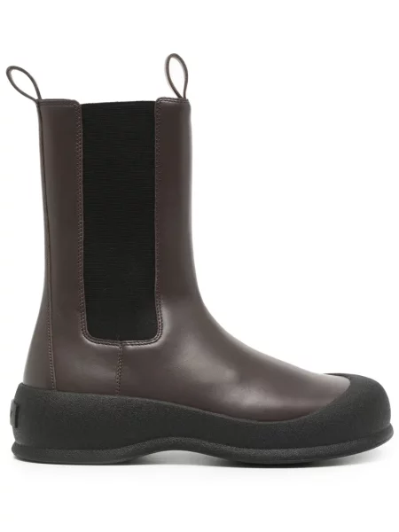 Botine Bally din piele fără toc maro
