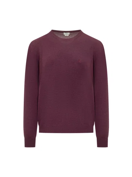 Sweter Etro wełniany z logo czerwony