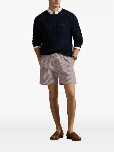 Koszulka Polo Ralph Lauren w paski garniturowa płócienna niebieska