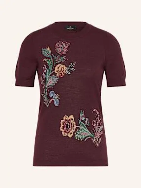 Etro Dzianinowa Koszulka Z Błyszczącą Przędzą rot