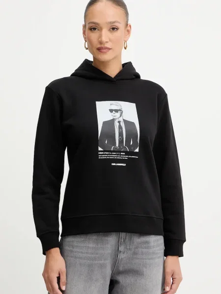 Pulover Karl Lagerfeld s kapuco črna