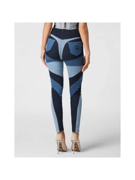 Skinny jeansy skinny Philipp Plein niebieskie