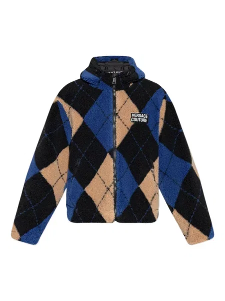 Аргайл дънково яке Versace Jeans Couture с качулка черно