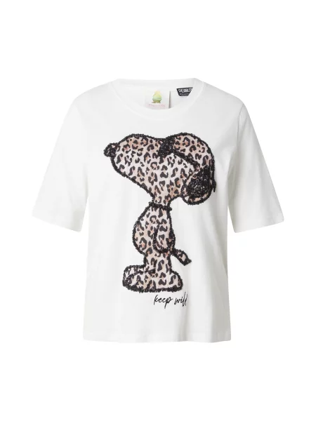 PRINCESS GOES HOLLYWOOD Tricou Snoopy crem / brocart / negru / murdar alb