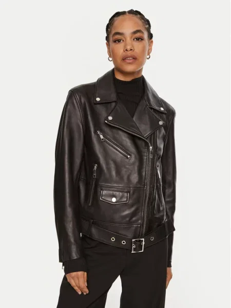 Usnjena jakna Boss črna