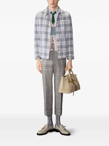 Geacă Thom Browne în carouri alb