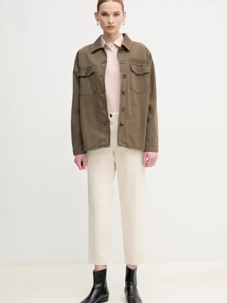 Классическая ошейниковый рубашка Mos Mosh зеленая