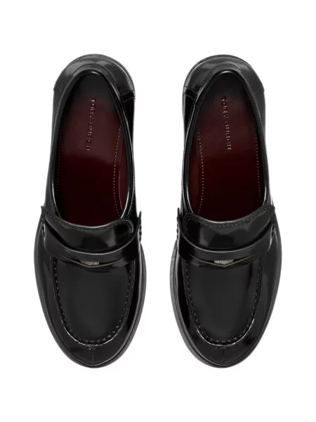 Pantofi loafer Tory Burch din piele cu platformă de lac negru