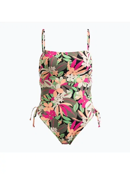 Jednodílné plavky ROXY Printed Beach Classics Lace UP anthracite palm song s