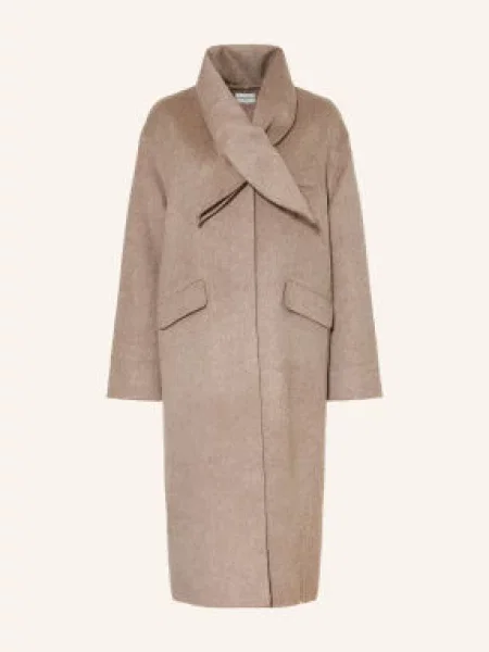 Claudie Pierlot Płaszcz Wełniany Z Odpinanym Kołnierzem beige beżowy