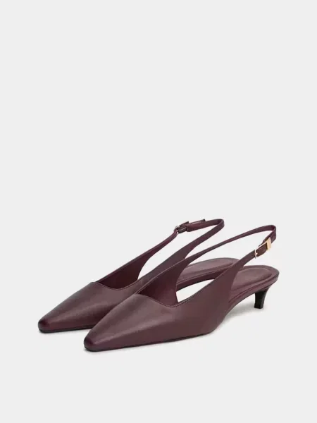 Шкіряні Туфлі на Tommy Hilfiger TH BUCKLE SLINGBACK LOW PUMP бордовий