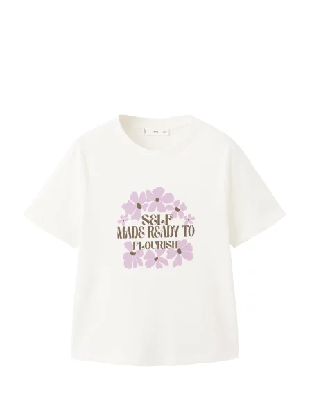 MANGO Tricou ILUSTRA mov lavandă / negru / lână alb