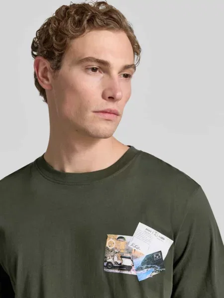 T-shirt o kroju regular fit z czystej bawełny Tom Tailor oliwkowa