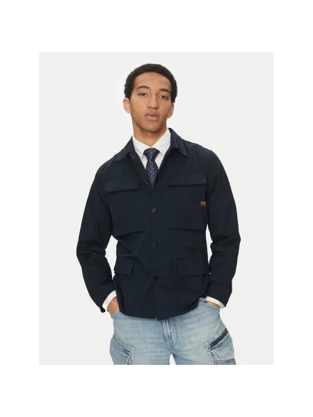 G-Star Raw Μπουφάν μεταβατικό 4 Pkt Overshirt Σκούρο Slim Fit μπλε