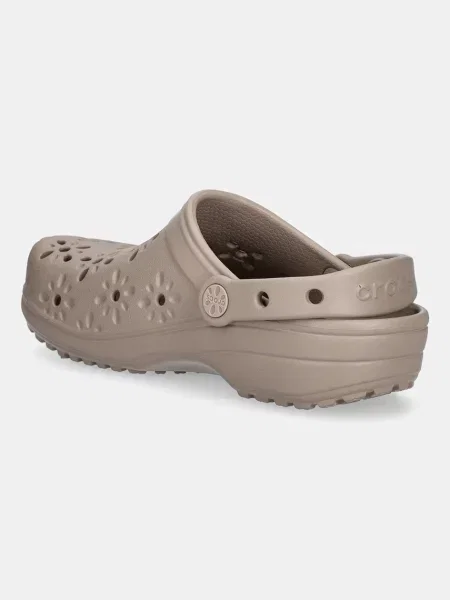 Pantofle Crocs Classic Floral Cut Out Clog na klínku hnědá