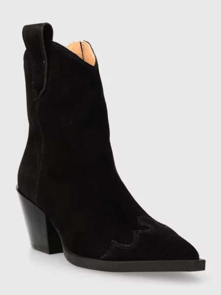 Semišové kovbojské topánky Copenhagen suede čierna