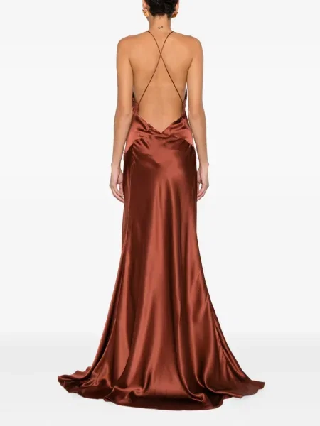 Rochie Amiri din satin de costum maro