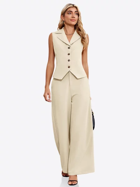 Imily Bela Costum cu pantaloni bej