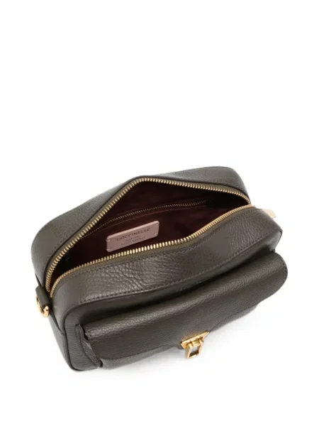 Kožená crossbody kabelka Coccinelle šedá