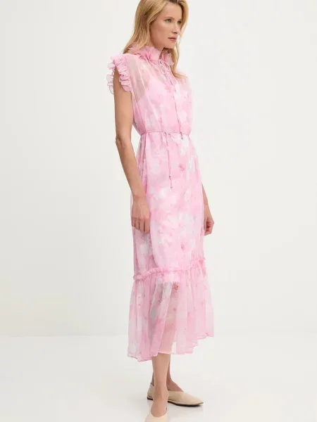 Haljina Answear Lab maxi širi se prema dolje ružičasta
