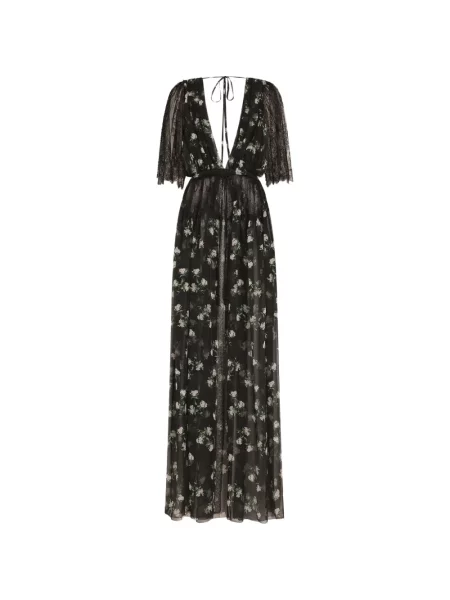 Rochie de dantelă Dolce & Gabbana cu model floral din dantelă negru