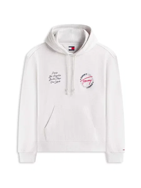 Tommy Jeans Mikina tmavomodrá / svetlosivá / červená sivá