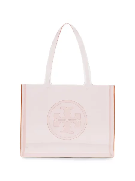 Geantă shopper Tory Burch cu autograf roz