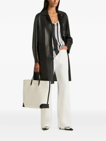 Palton Kiton din piele ajurat negru