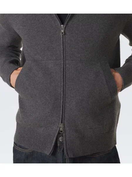 Cardigan Moncler de lână cu glugă gri