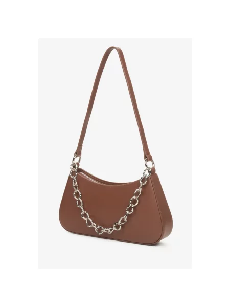 Сумка-багет з ланцюжком шкіряна Estro коричнева