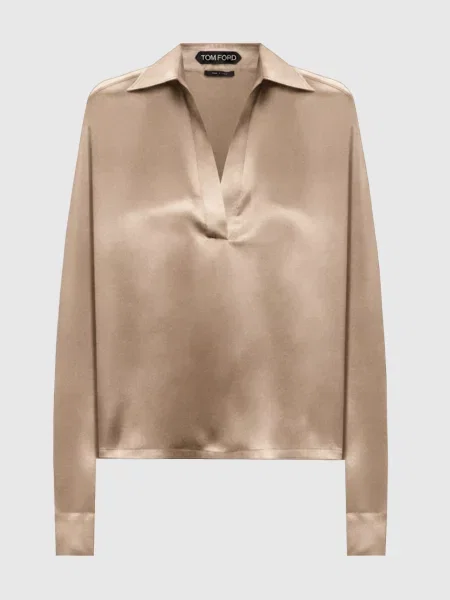 Блуза із шовку Tom Ford бежева