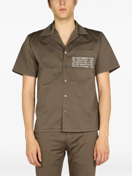 Krátká košile Department 5 s kapsami na rukávech zelená