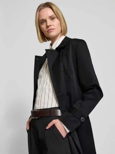 Trencz o kroju z paskiem w talii model ‘CHELSEA OLIVIA’ czarny