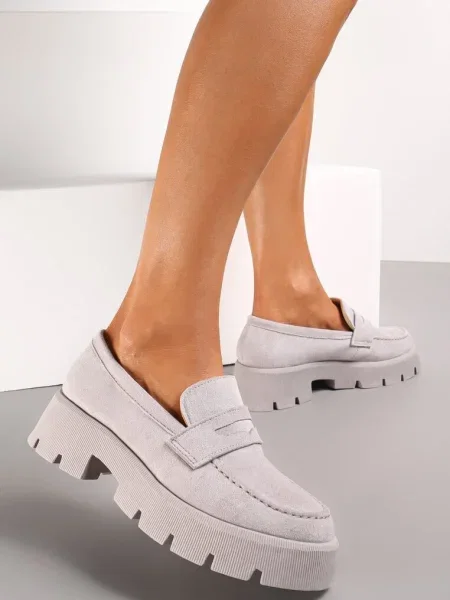 Mocasini pe Talpă Groasă cu Protector Misal gri