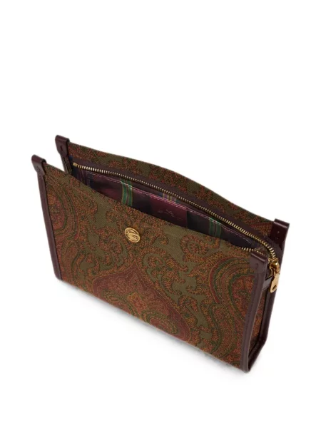 Geantă Etro cu model paisley din jacard verde