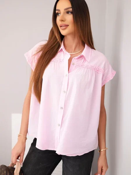 Bluză de dantelă Kesi Włoski din dantelă roz