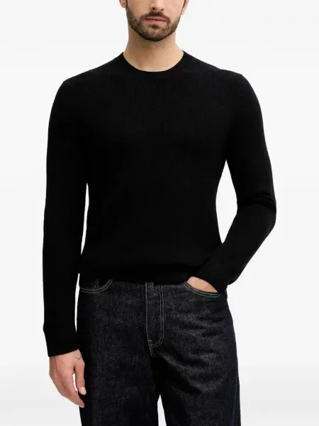 Pulover Sisley cu decolteu rotund negru