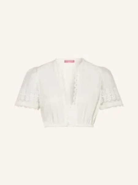 Krüger Bluzka Dirndl Z Koronką weiss biała