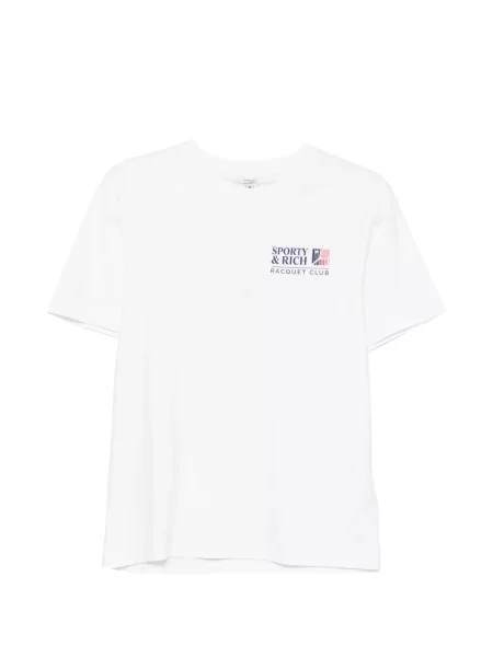 Tricou Sporty & Rich cu decolteu rotund alb
