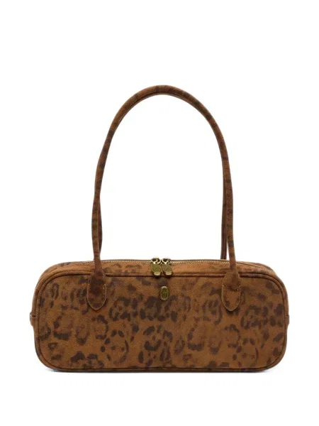 Geantă shopper Ash din piele cu imagine cu model leopard maro