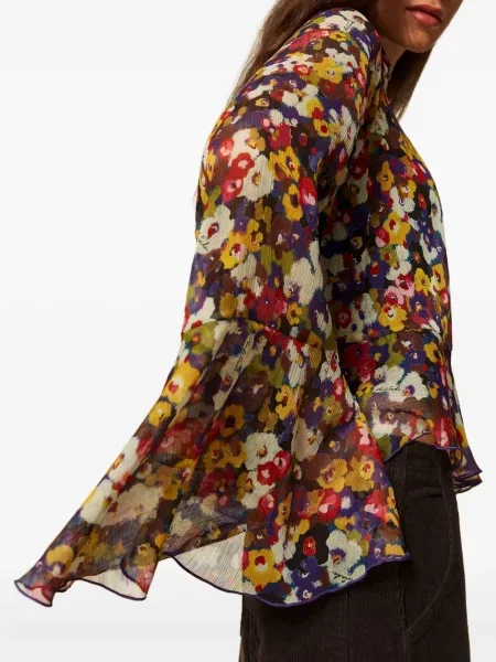 Bluză Twinset cu model floral cu imagine maro