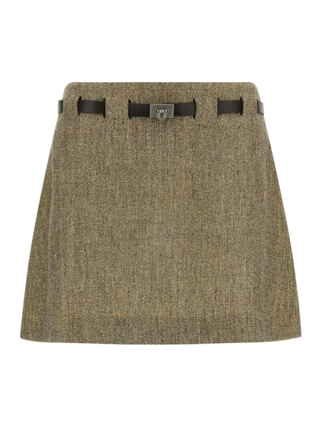 Mała mały spódnica skórzana Ferragamo zielona