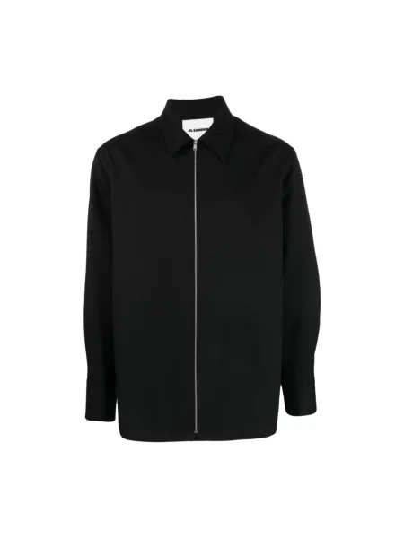 Długa koszula Jil Sander z długim rękawem czarna