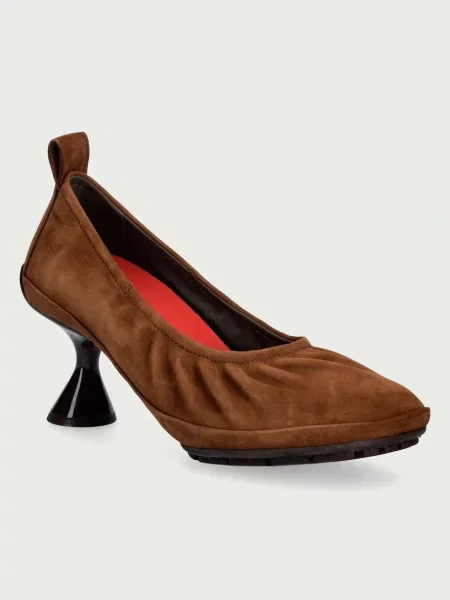 Camper pantofi cu stiletto din piele întoarsă Right Left maro