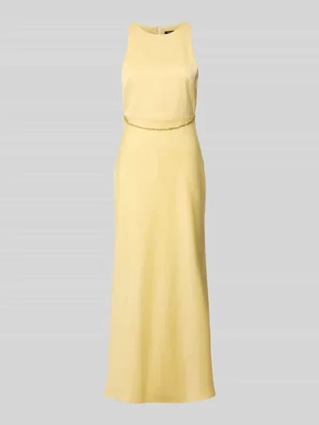 Suknia maxi z detalem łańcucha Armani Exchange żółta